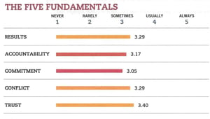 5 Dysfunctions Team Results Chart 