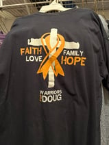 Warriors for Doug t-shirt back (back closeup)